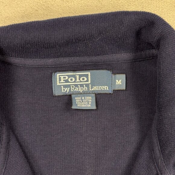 Y2K Polo Ralph Lauren Full Zip Sweater Jacket Mens Navy Preppy Coastal Nautical - Picture 4 of 6